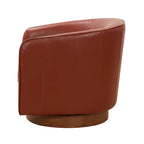 Fauteuil pivotant en cuir pleine fleur avec piètement en bois