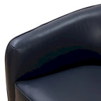 Fauteuil pivotant en cuir pleine fleur avec piètement en bois