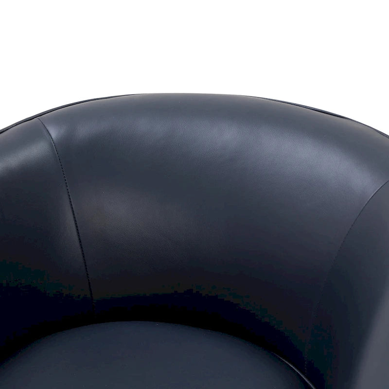 Fauteuil pivotant en cuir pleine fleur avec piètement en bois