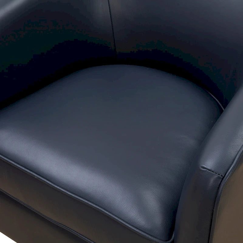 Fauteuil pivotant en cuir pleine fleur avec piètement en bois