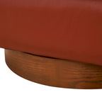 Fauteuil pivotant en cuir pleine fleur avec piètement en bois