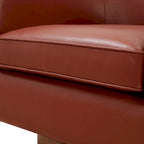 Fauteuil pivotant en cuir pleine fleur avec piètement en bois