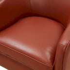 Fauteuil pivotant en cuir pleine fleur avec piètement en bois