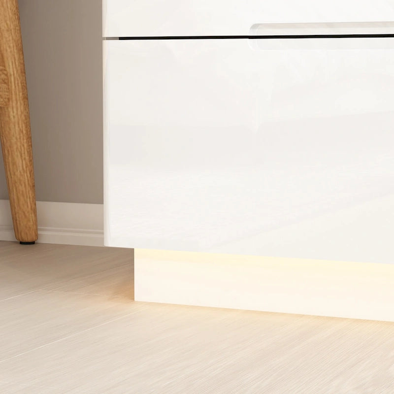 Commode haute brillance à 5 tiroirs avec éclairage LED