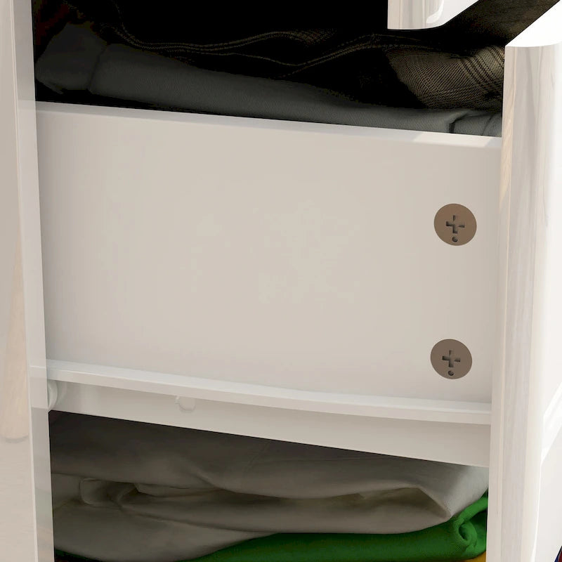Commode haute brillance à 5 tiroirs avec éclairage LED