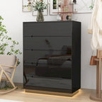 Commode haute brillance à 5 tiroirs avec éclairage LED
