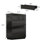 Commode haute brillance à 5 tiroirs avec éclairage LED