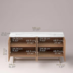 Meuble TV console et meuble TV avec portes à chevrons, plateau en faux marbre, jusqu'à 60 pouces