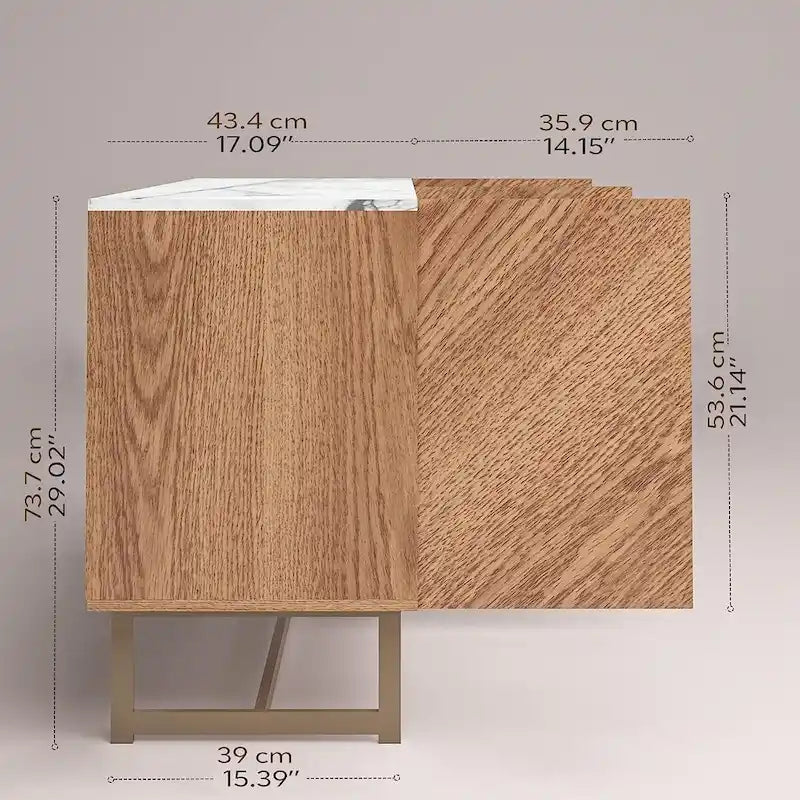 Meuble TV console et meuble TV avec portes à chevrons, plateau en faux marbre, jusqu'à 60 pouces