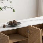 Meuble TV console et meuble TV avec portes à chevrons, plateau en faux marbre, jusqu'à 60 pouces