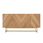 Meuble TV console et meuble TV avec portes à chevrons, plateau en faux marbre, jusqu'à 60 pouces