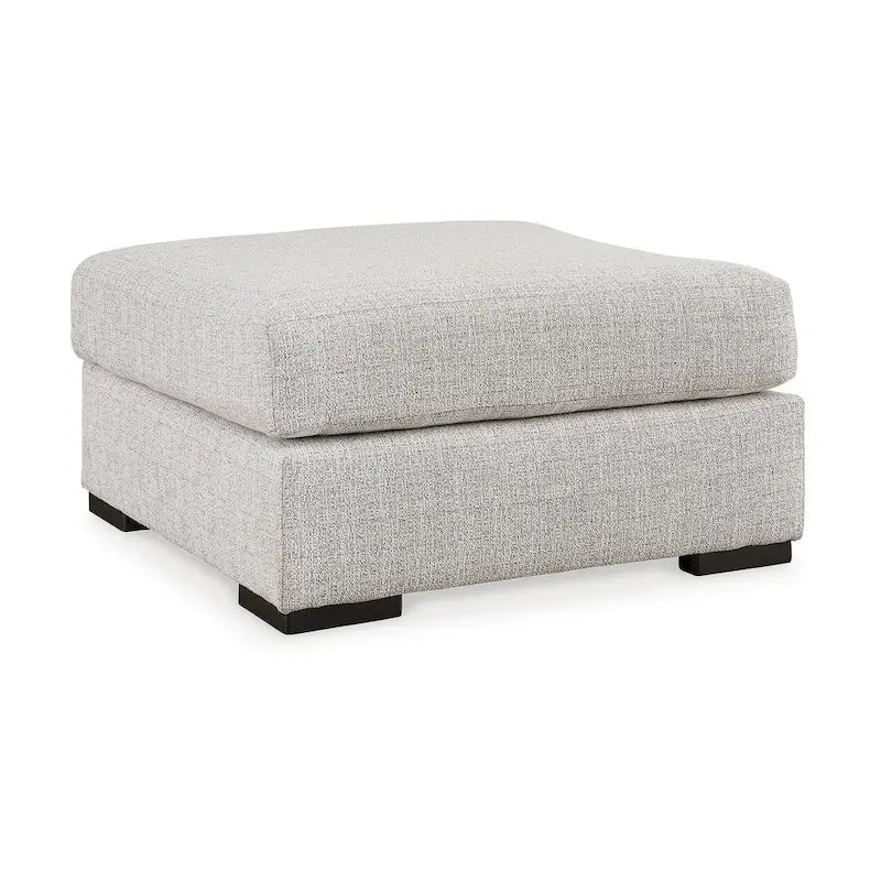 Grand pouf d'appoint gris – Tissu antitache, cadre à tenons et mortaises
