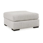 Grand pouf d'appoint gris – Tissu antitache, cadre à tenons et mortaises