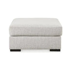 Grand pouf d'appoint gris – Tissu antitache, cadre à tenons et mortaises