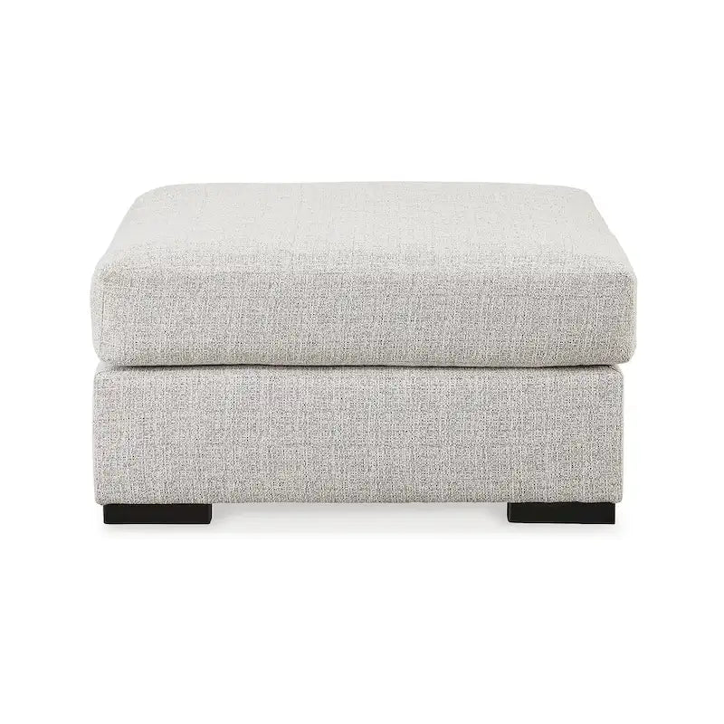 Grand pouf d'appoint gris – Tissu antitache, cadre à tenons et mortaises