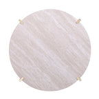 Table Basse Ronde Effet Marbre avec Base en Métal Doré, 36 Pouces
