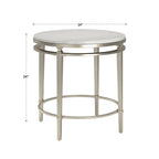 Table d'appoint ronde en marbre avec cadre en métal argenté champagne, 61 cm