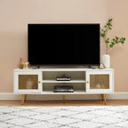 Meuble TV 150 cm pour téléviseur 65 pouces, console média de centre de divertissement classique - 150 x 39,4 x 53,1 cm (LxPxH)