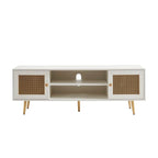Meuble TV 150 cm pour téléviseur 65 pouces, console média de centre de divertissement classique - 150 x 39,4 x 53,1 cm (LxPxH)