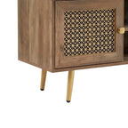 Meuble TV 150 cm pour téléviseur 65 pouces, console média de centre de divertissement classique - 150 x 39,4 x 53,1 cm (LxPxH)