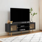 Meuble TV 150 cm pour téléviseur 65 pouces, console média de centre de divertissement classique - 150 x 39,4 x 53,1 cm (LxPxH)