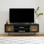 Meuble TV 150 cm pour téléviseur 65 pouces, console média de centre de divertissement classique - 150 x 39,4 x 53,1 cm (LxPxH)