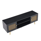 Meuble TV 150 cm pour téléviseur 65 pouces, console média de centre de divertissement classique - 150 x 39,4 x 53,1 cm (LxPxH)