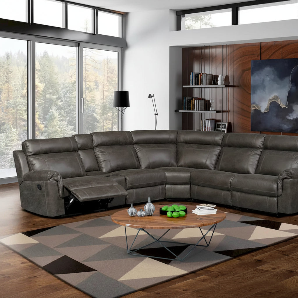 Nicole Reclining Faux Leather Upholstered Sectional Sofa