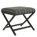Pouf carré moderne industriel en métal avec base en X et plateau rembourré