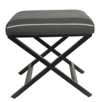 Pouf carré moderne industriel en métal avec base en X et plateau rembourré