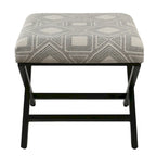 Pouf carré moderne industriel en métal avec base en X et plateau rembourré