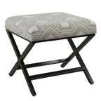 Pouf carré moderne industriel en métal avec base en X et plateau rembourré