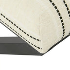 Pouf carré moderne industriel en métal avec base en X et plateau rembourré