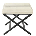 Pouf carré moderne industriel en métal avec base en X et plateau rembourré