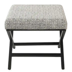 Pouf carré moderne industriel en métal avec base en X et plateau rembourré