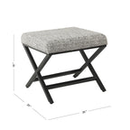 Pouf carré moderne industriel en métal avec base en X et plateau rembourré