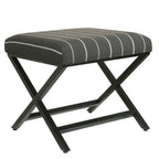 Pouf carré moderne industriel en métal avec base en X et plateau rembourré