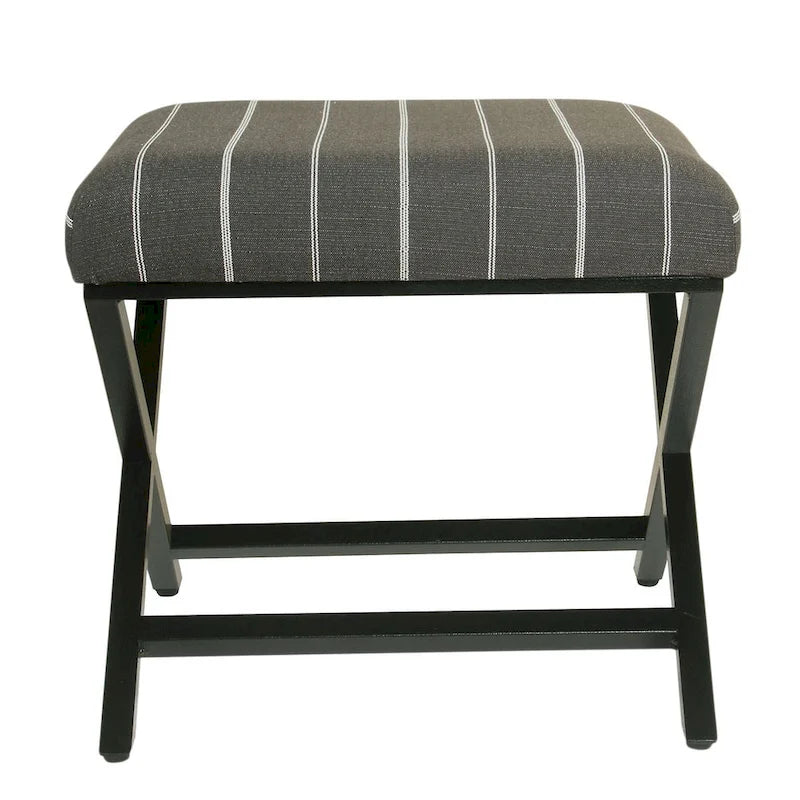 Pouf carré moderne industriel en métal avec base en X et plateau rembourré