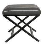 Pouf carré moderne industriel en métal avec base en X et plateau rembourré