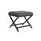 Pouf carré moderne industriel en métal avec base en X et plateau rembourré