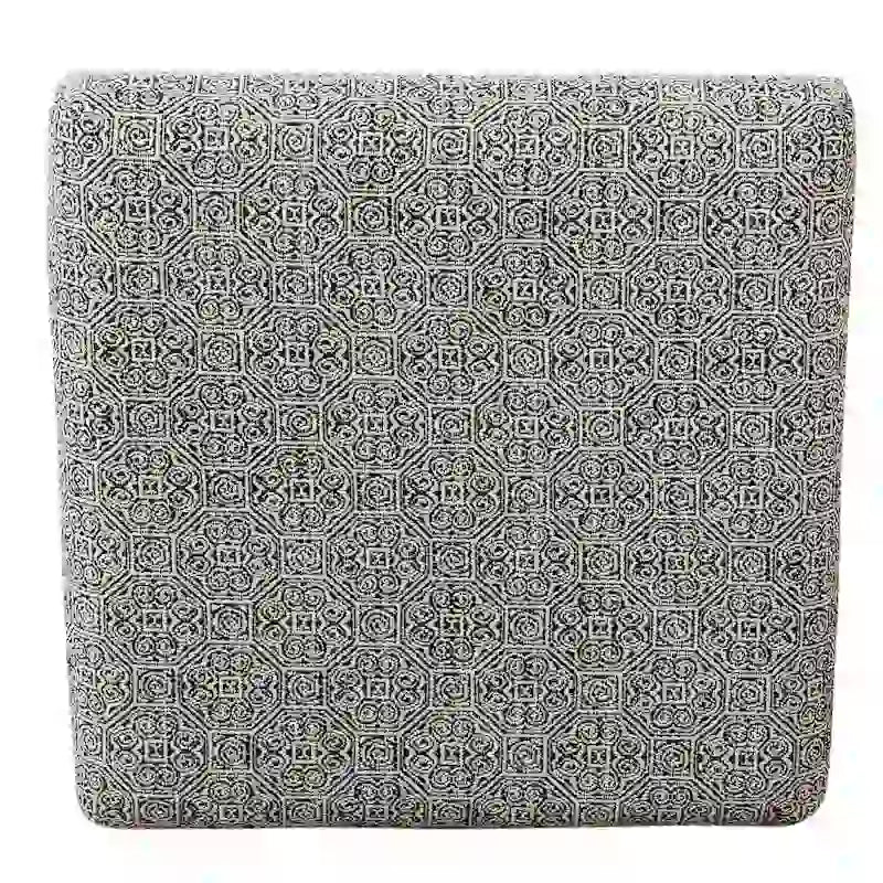 Pouf carré moderne industriel en métal avec base en X et plateau rembourré