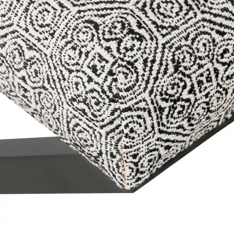 Pouf carré moderne industriel en métal avec base en X et plateau rembourré