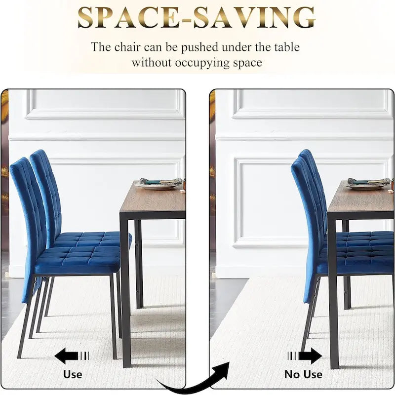 Chaise de salle à manger en velours à dossier haut avec design en queue d'hirondelle et pieds en métal doré