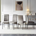 Chaise de salle à manger en velours à dossier haut avec design en queue d'hirondelle et pieds en métal doré