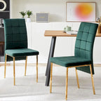 Chaise de salle à manger en velours à dossier haut avec design en queue d'hirondelle et pieds en métal doré