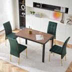 Chaise de salle à manger en velours à dossier haut avec design en queue d'hirondelle et pieds en métal doré