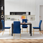 Chaise de salle à manger en velours à dossier haut avec design en queue d'hirondelle et pieds en métal doré