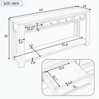 Console avec tiroirs de rangement et étagère inférieure