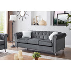 Canapé capitonné en microsuède velours avec clous décoratifs et capitonnage bijou