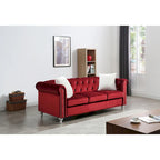 Canapé capitonné en microsuède velours avec clous décoratifs et capitonnage bijou